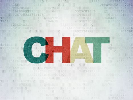 Web development concept: Painted multicolor text Chat on Digital Data Paper background