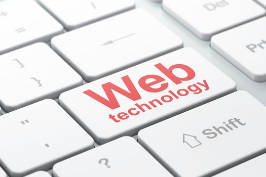 Web development concept: computer keyboard with word Web Technology, selected focus on enter button background, 3D rendering