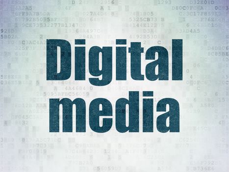 Marketing concept: Painted blue word Digital Media on Digital Data Paper background