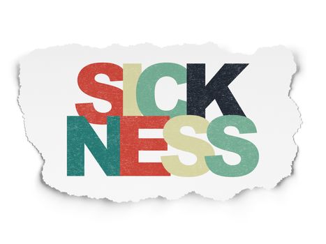 Health concept: Painted multicolor text Sickness on Torn Paper background