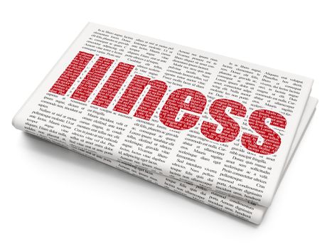 Healthcare concept: Pixelated red text Illness on Newspaper background, 3D rendering