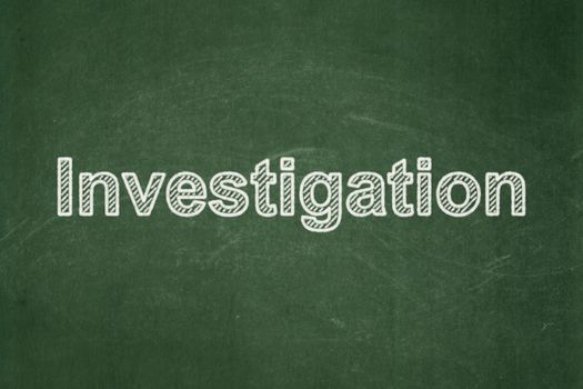 Science concept: text Investigation on Green chalkboard background