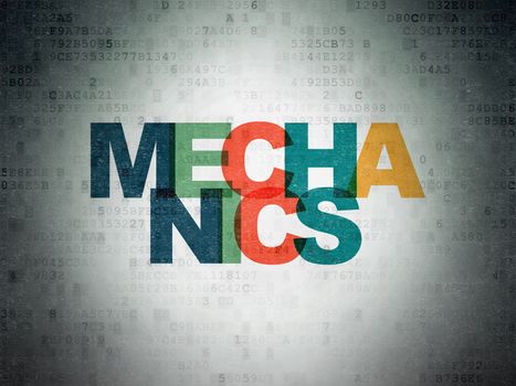 Science concept: Painted multicolor text Mechanics on Digital Data Paper background