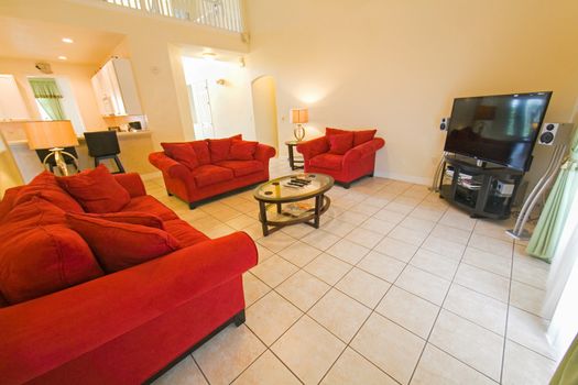 An interior photo of a living room in a home