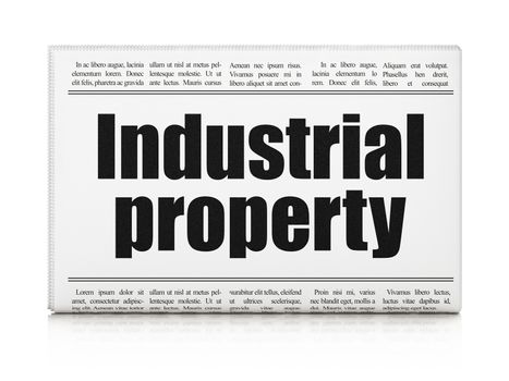 Law concept: newspaper headline Industrial Property on White background, 3D rendering