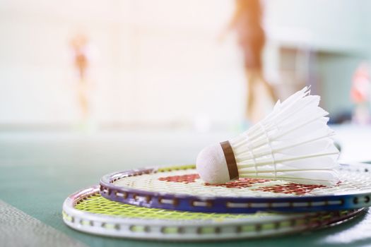 Badminton balls in the stadium