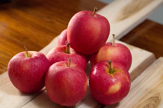 Group of red apples with fresh