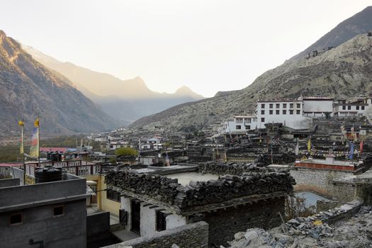 Ancient Buddhist monastery in the Nepalese mountain village Marpha