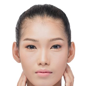 Front portrait of the asian woman with beauty face - isolated