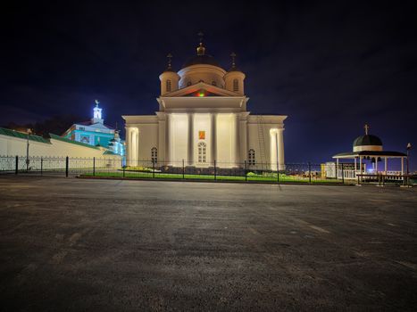 winter night view on annunciation monastery in nizhny novgorod