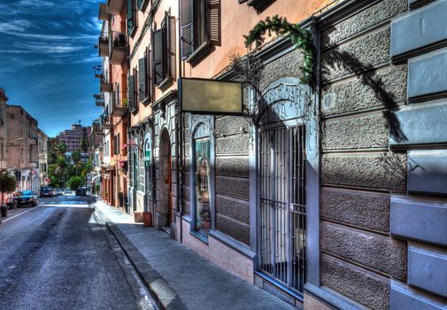 view of alley in little old european city in a sunny day in hdr - Sassari - Sardinia
