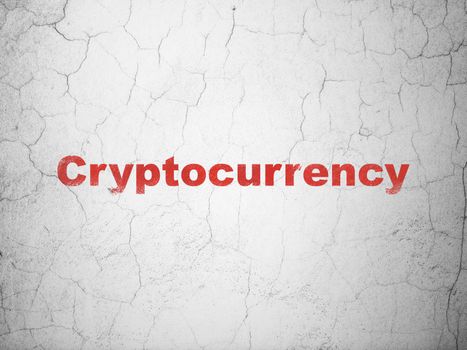 Money concept: Red Cryptocurrency on textured concrete wall background