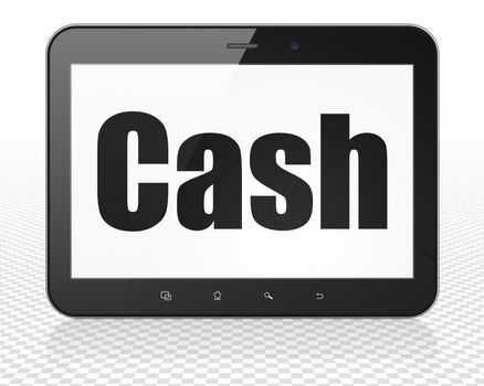 Money concept: Tablet Pc Computer with black text Cash on display, 3D rendering