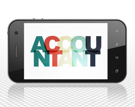 Banking concept: Smartphone with Painted multicolor text Accountant on display, 3D rendering