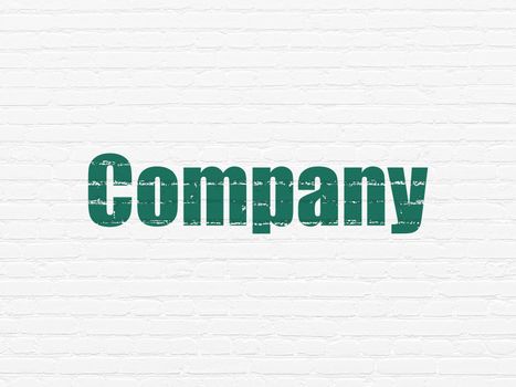 Business concept: Painted green text Company on White Brick wall background