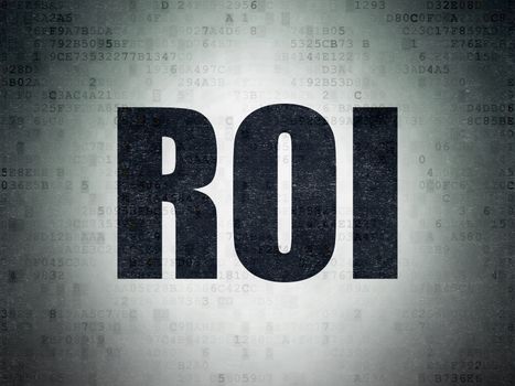 Business concept: Painted black word ROI on Digital Data Paper background