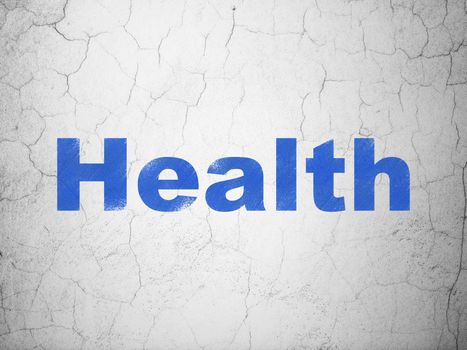 Medicine concept: Blue Health on textured concrete wall background