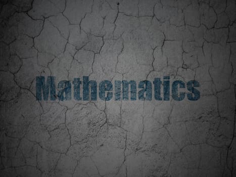 Education concept: Blue Mathematics on grunge textured concrete wall background