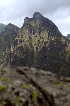 View on high rocky peak in Tatra Mountains.