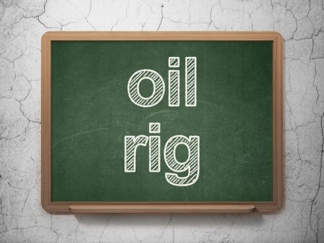 Manufacuring concept: text Oil Rig on Green chalkboard on grunge wall background, 3D rendering