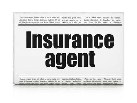 Insurance concept: newspaper headline Insurance Agent on White background, 3D rendering