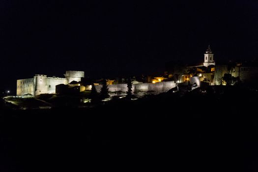 Sabiote village panoramic view at night, Jaen, Spain