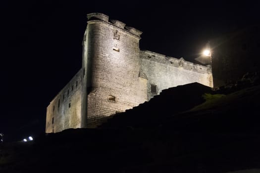 Sabiote village castle at night, Jaen, Spain
