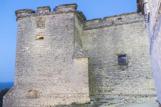 Sabiote village castle at dusk, Jaen, Spain