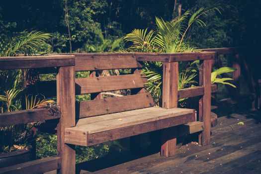 wooden chair in the garden