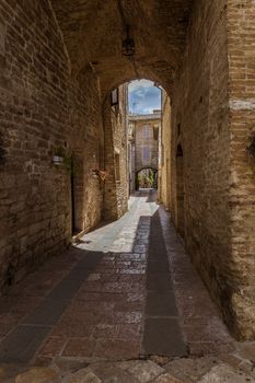 Streets and alleys in the wonderful town of Foligno (Italy)