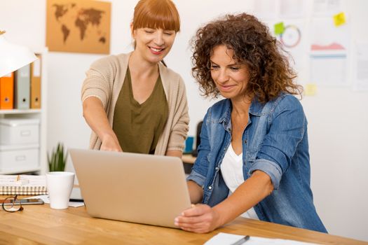 Shot of two businesswoman working together in an office