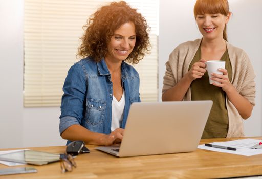 Shot of two businesswoman working together in an office