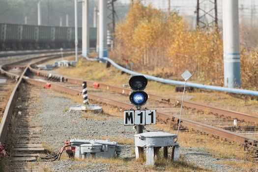 Railroad workers maintaing railways. checking construction