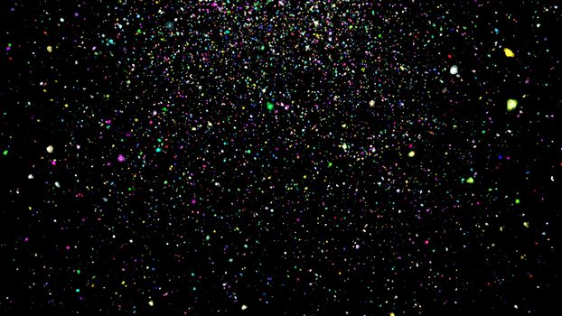 Abstract background with confetti on black background. 3d rendering