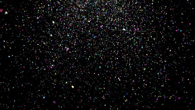 Abstract background with confetti on black background. 3d rendering