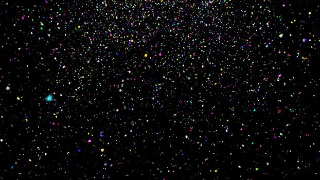 Abstract background with confetti on black background. 3d rendering