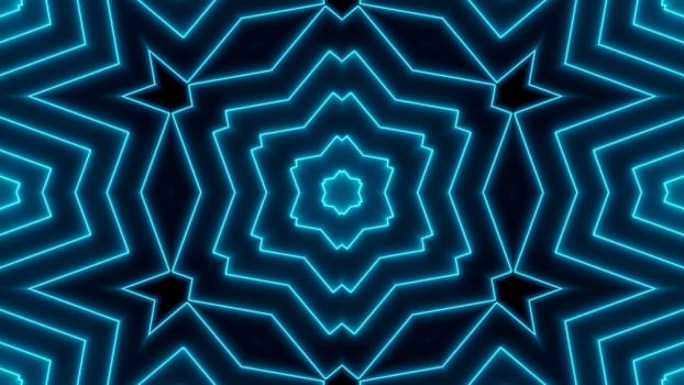 Abstract background with neon kaleidoscope. 3d rendering