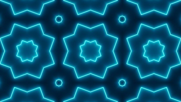 Abstract background with neon kaleidoscope. 3d rendering
