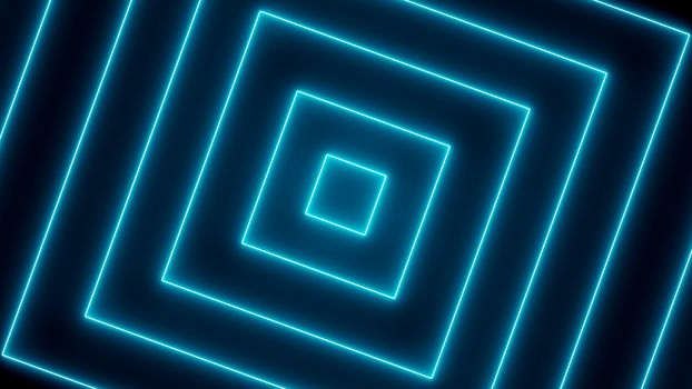 Abstract background with neon squares. 3d rendering