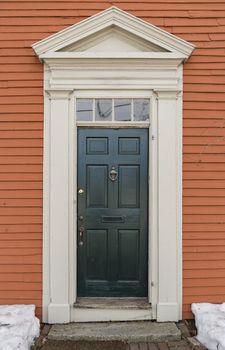 entrance of a typical New England residential house in New Hampshire, USA