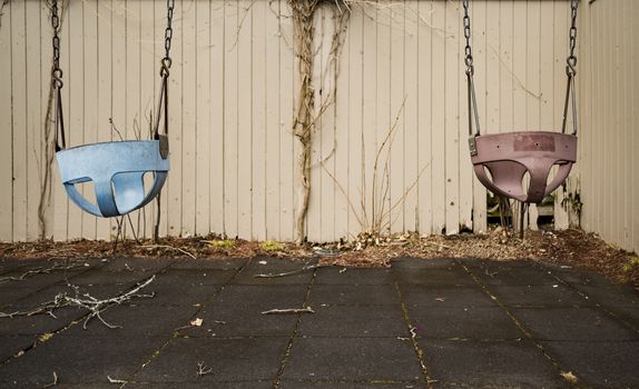 Children swing, playground in the park. vintage style in New Hampshire, USA