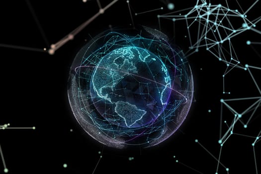 Digital design of a global network of Internet. 3d illustration