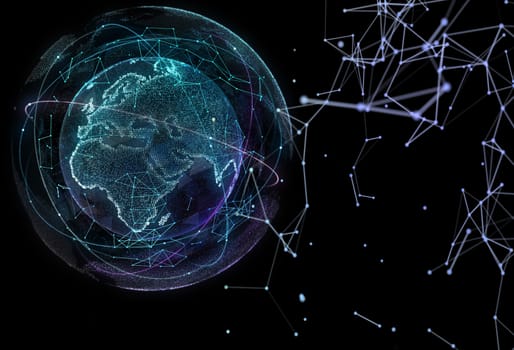 Digital design of a global network of Internet. 3d illustration