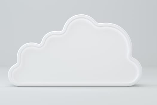 White cloud icon. 3d rendering on studio background