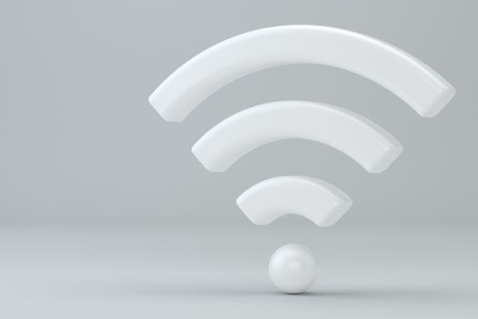 Wi Fi Wireless Network Symbol, 3d rendering on studio background