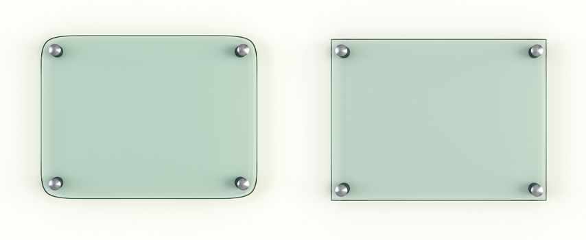 Two Transparent Glass Plate Mock Up. 3d illustration