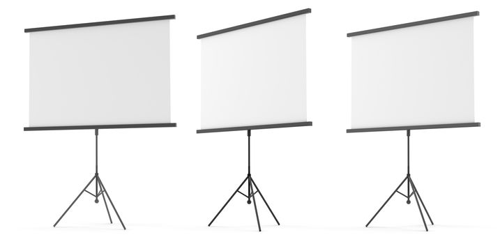 Set of blank presentation screens. White board for business, empty paper, 3d illustration