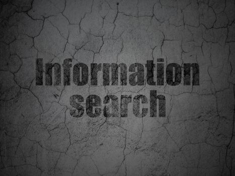 Data concept: Black Information Search on grunge textured concrete wall background