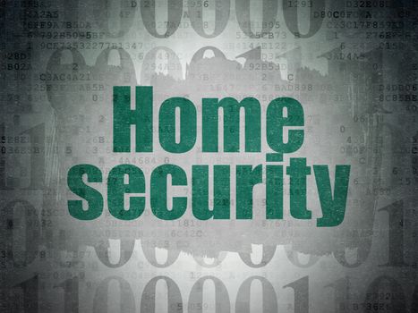 Privacy concept: Painted green text Home Security on Digital Data Paper background with   Binary Code