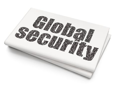 Security concept: Pixelated black text Global Security on Blank Newspaper background, 3D rendering